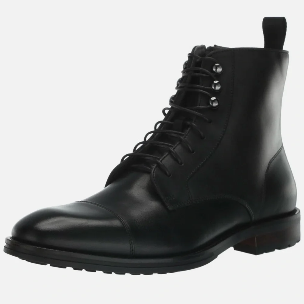 Steve Madden Daylon Black Leather Men's Boots - Picture 1 of 6